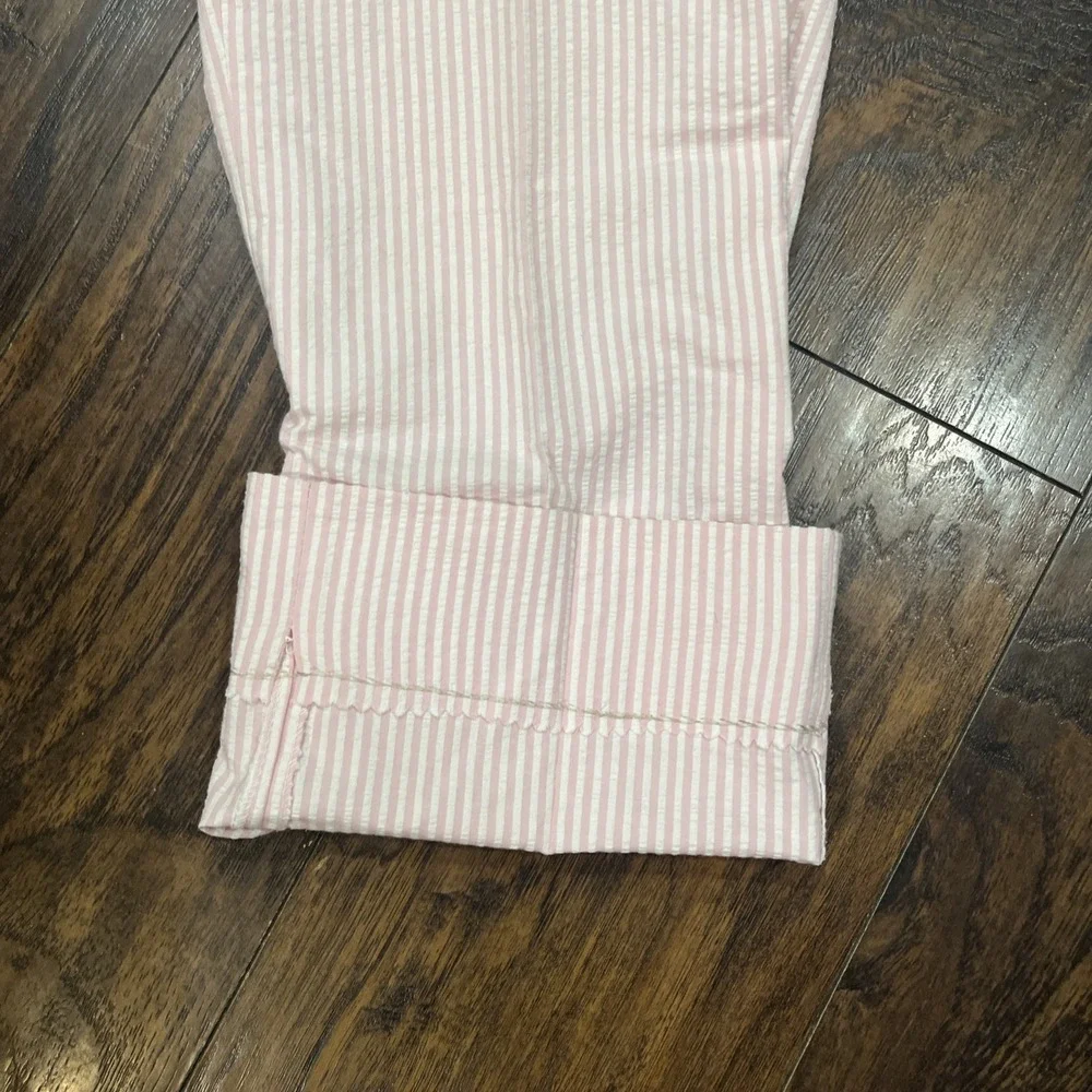 Ferrecci Seersucker Suit Double Vent 2pc Mens 46R W40 Pink Striped Classic